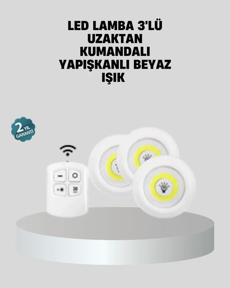 Uzaktan Kumandalı 3’lü Ayarlanabilir Spot Led Işık Seti ürün görseli 1