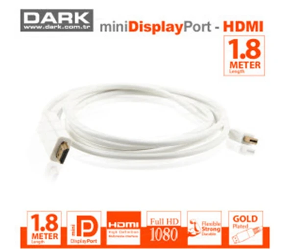 Dark MDPXHDMIL180 1.8mt Mini Displayport to Hdmı Kablo ürün görseli 1