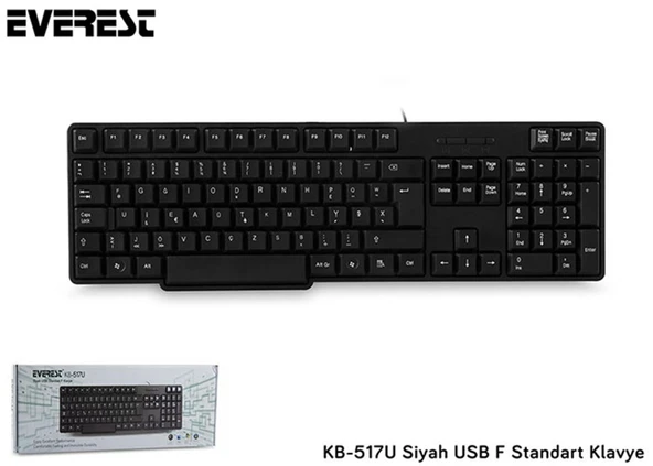 Everest KB-517UF Siyah USB F Standart Klavye ürün görseli 1