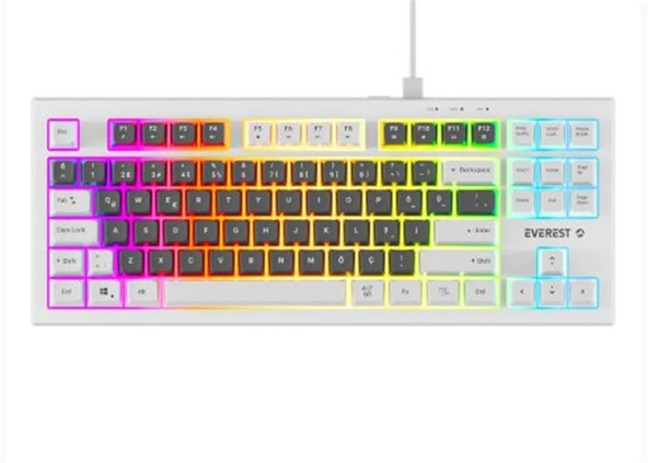 Everest KB-98 SILENT TKL Gri Mavi-Beyaz Rainbow Q Membrane Klavye ürün görseli 1