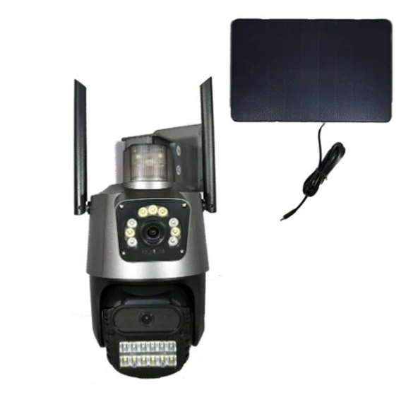Apronx APX-WSP242 6Mp 2.8mm 4G Solar Çift Kamera 19 Led PTZ ürün görseli 1