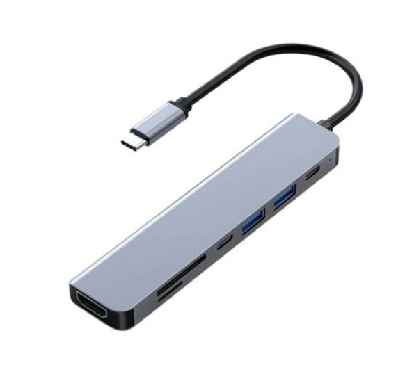 FRISBY FA-7684C Type-c -7in1 USB-C+HDMI +SD-TF+USB3,0+PD+USB-C ürün görseli 1