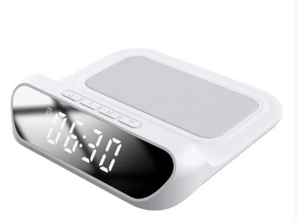 S-link SL-CW18 Beyaz Telefon Uyumlu 15W LCD Ekran Double Alarmli Kablosuz Şarj Cihazı ürün görseli 1