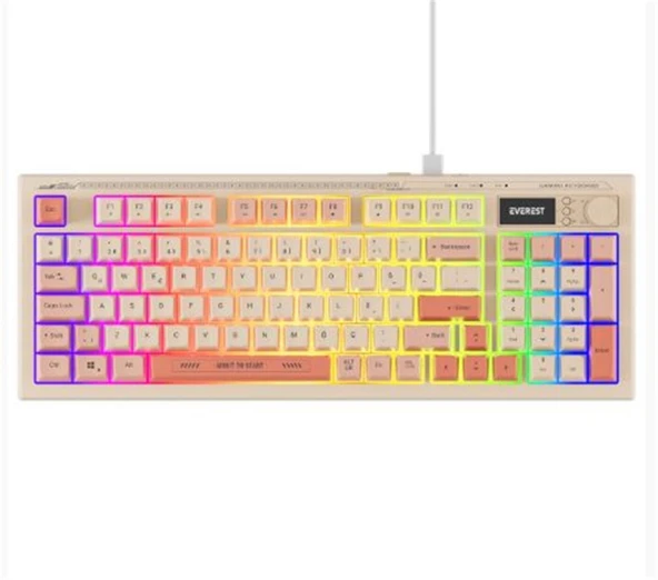 Everest KB-79 SILENT PRO Bej-Pembe-Turuncu SESSİZ RGB Q Membrane Oyuncu Klavyesi ürün görseli 1