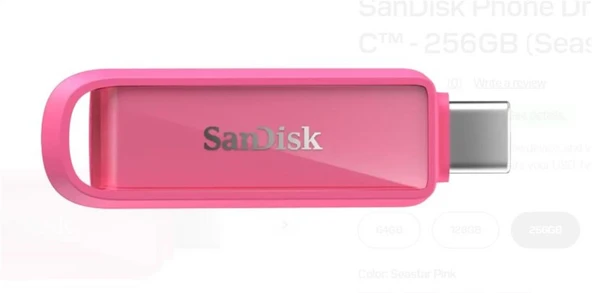 Sandisk SDIXS0N-256G-GN6NG 256GB Phone Drive with USB-C-128GB (Seastar Pink) Flash Bellek ürün görseli 1