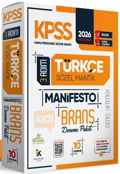 İnformal Yayınları 2026 KPSS Türkçe 3 Adım Manifesto 10 lu Branş Deneme Paketi ürün görseli 1