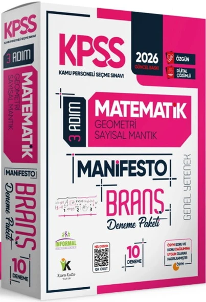 İnformal Yayınları 2026 KPSS Matematik 3 Adım Manifesto Branş Deneme ürün görseli 1