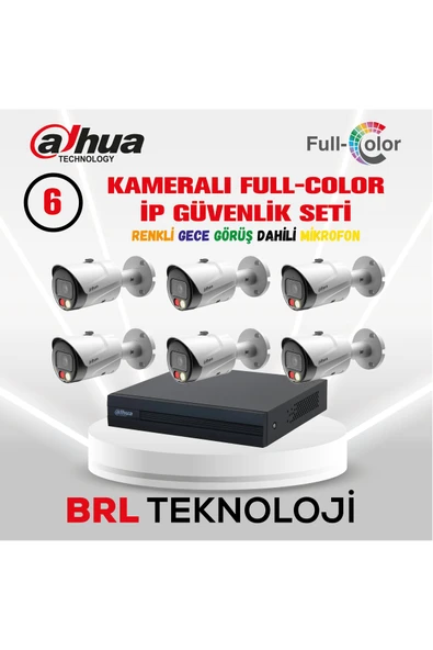 DAHUA 6 Kameralı Full Color İp Güvenlik Kamera Seti ürün görseli 1