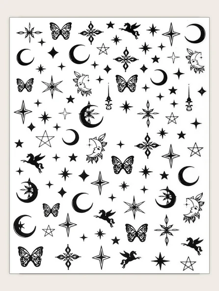 Ay Yıldız Dizayn Tırnak Sticker Tırnak Etiketi Nail Art JO-1007 ürün görseli 1