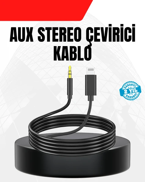 1 Metre Lightning To Aux Çevirici Kablo Stereo Ses Yüksek Kalite ürün görseli 1