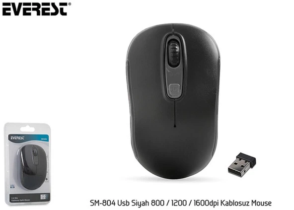 Everest SM-804 Usb Siyah 800-1200-1600dpi Kablosuz Mouse ürün görseli 1