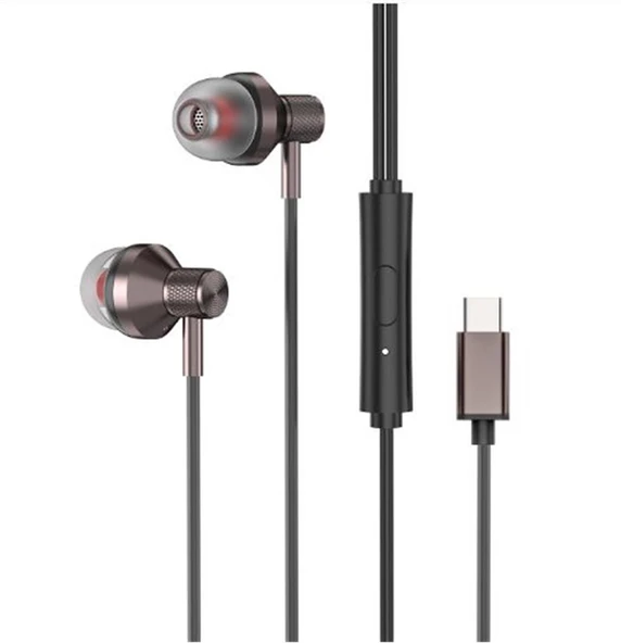 S-link SL-TPK03 TypeC Telefon Uyumlu Metal Siyah Kulak İçi Mikrofonlu Kulaklık ürün görseli 1