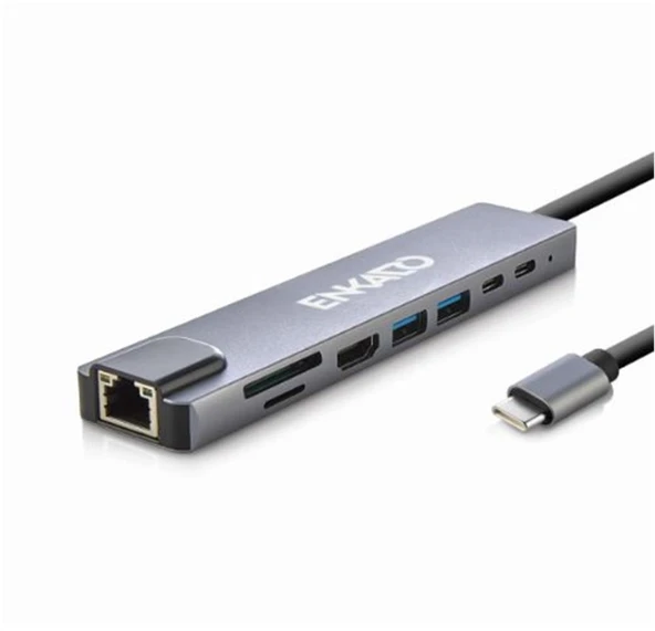 ENKADO EKD-TP42 TYPE-C TO TO HDMI 8İN 2PD+2 USB 2,0 +HDMI 4K +SD-TF+ETHERNET 100MBS ürün görseli 1