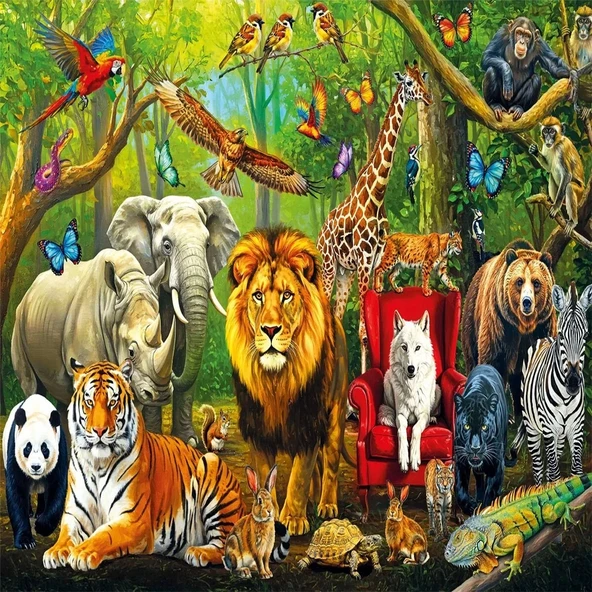 31504 FOREST ANIMALS 100 PARÇA PUZZLE - Resim 2