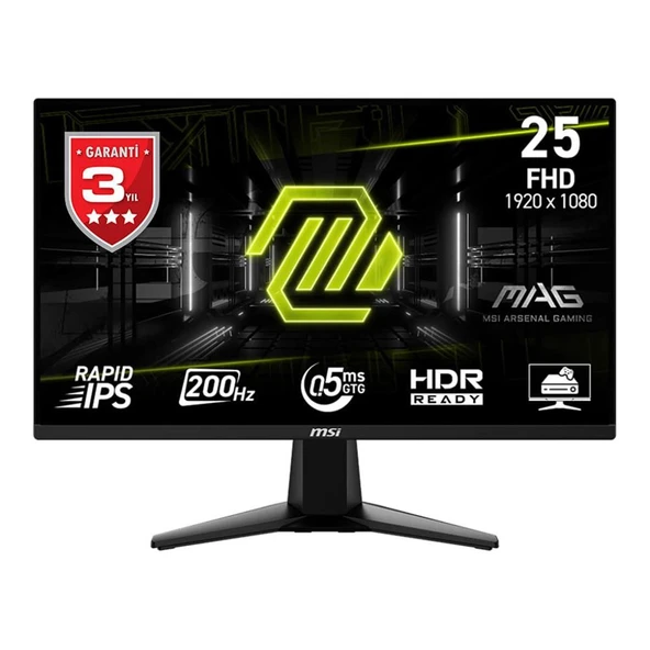 Msi 24.5" Mag 255F E20 1920x1080 Flat Rapid Ips 200Hz 0.5Ms (Gtg) Freesync Premium Gaming Monitor ürün görseli 1