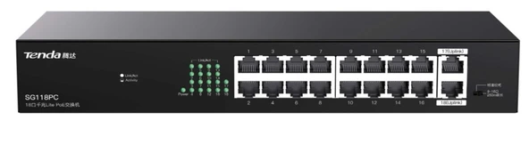 Tenda SG118PC SG118PC 18 Port Gigabit PoE Switch 100-100-1000 167W ürün görseli 1