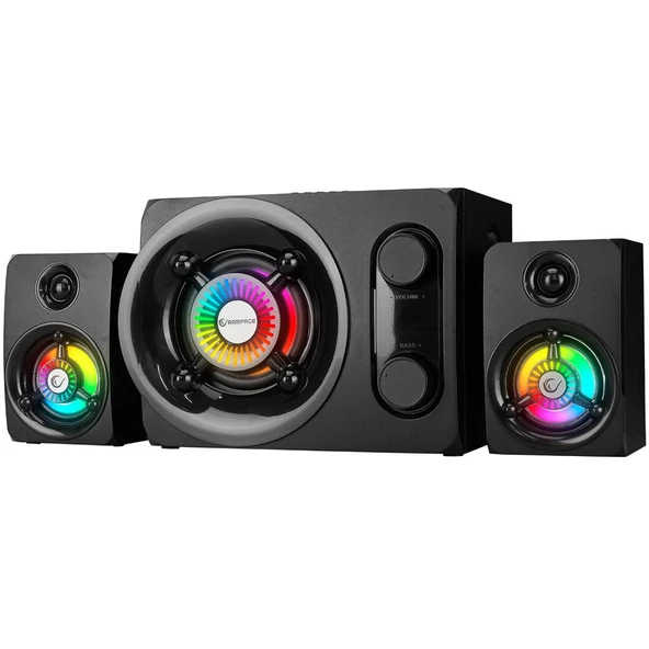 Rampage RMS-G8 Antares 2+1 25W Bluetooth+USB-SD-FM Rainbow Siyah Led Işıklı Gaming Speaker Hoparlör ürün görseli 1