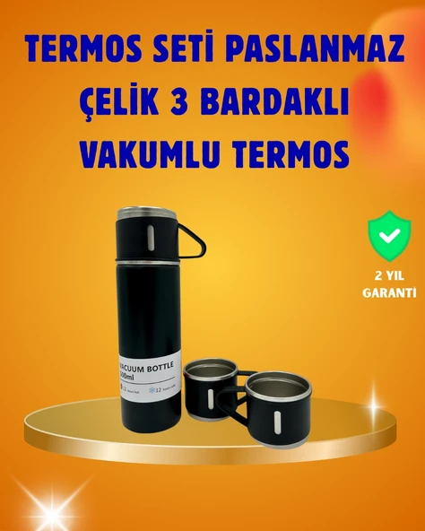 500 Ml Isı Korumalı Çelik Termos Ve Bardak Seti | Silikon Tabanlı, Şık Ve Pratik ürün görseli 1