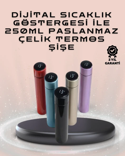 250ml Led Ekranlı Paslanmaz Çelik Akıllı Termos ürün görseli 1