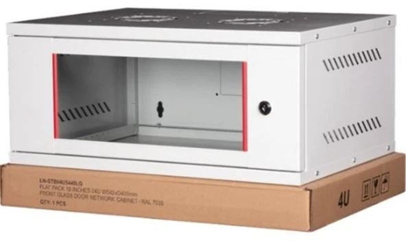 Lande LN-STB04U5440LG 4U 540x400 Ön Tek Cam Kapak Duvar Tip Boş Demonte Kabinet ürün görseli 1