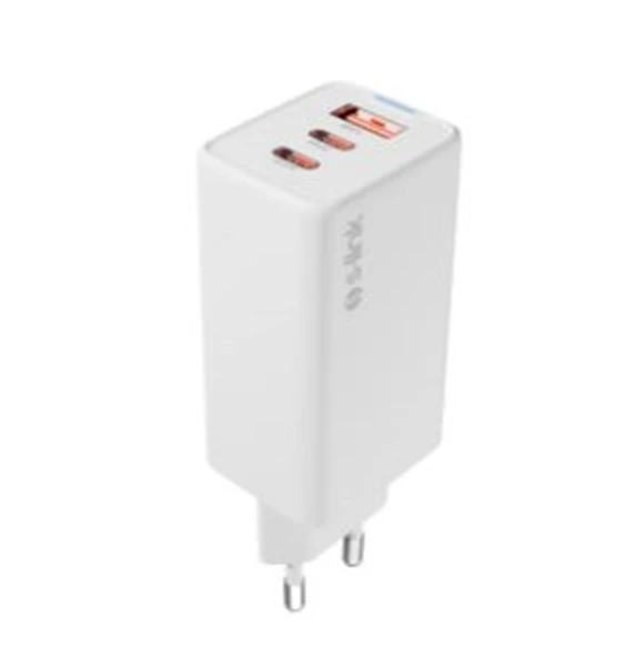 S-link SL-ECG65 2-USB-C + USB-A GAN PD 65W - QC 18W Type GAN PD-PPS Beyaz EV-NOTEBOOK Şarj Adaptör ürün görseli 1