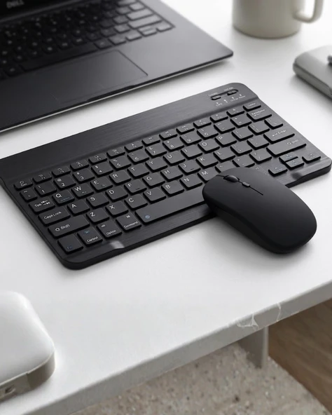 Kablosuz Bluetooth Klavye Mouse Seti Wireless Sessiz İnce Tasarım Çoklu Uyumlu ürün görseli 1