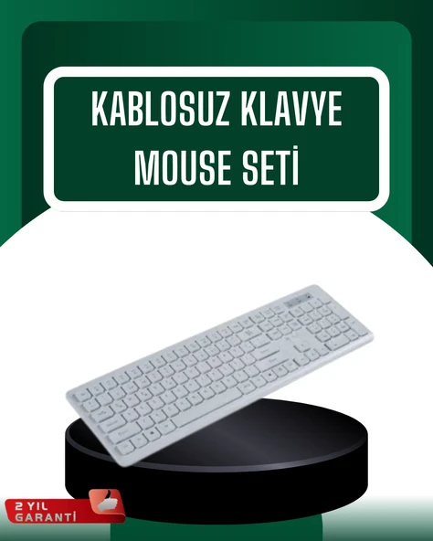 Usb Alıcılı Kablosuz Klavye Mouse - Geniş Uyumluluk, Sessiz Tuşlar ürün görseli 1
