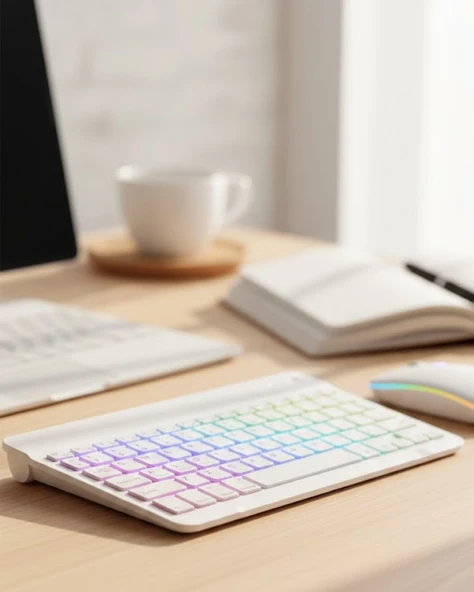 Çoklu Cihaz Uyumlu Kablosuz Klavye Mouse Seti Aydınlatmalı ürün görseli 1