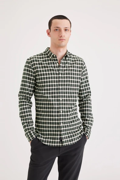 Stretch Oxford Slim Gömlek Green Green S ürün görseli 1