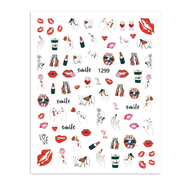 Sevgililer Günü Tırnak Sticker Tırnak Etiketi Nail Art JO-1299 ürün görseli 1