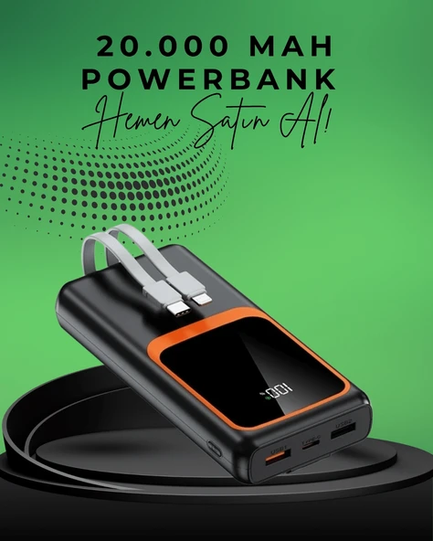 20000 Mah Taşınabilir Powerbank | Çok Kablolu, Hızlı Şarj Destekli (22.5w) ürün görseli 1