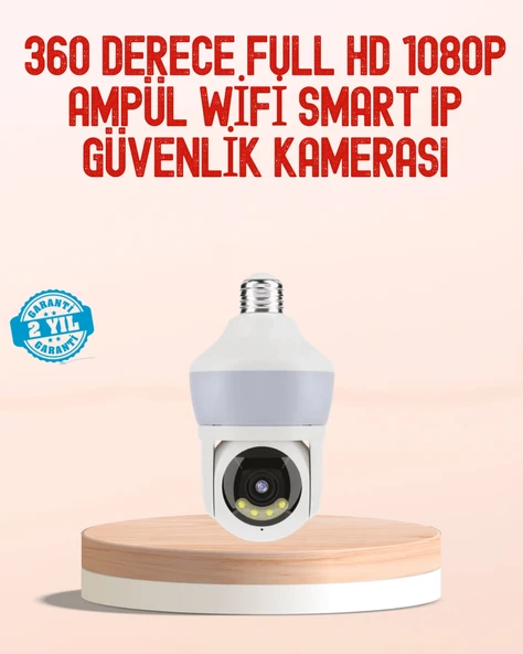 360° Full Hd Wi-fi Akıllı Ampül Kamera Gece Görüşlü ürün görseli 1