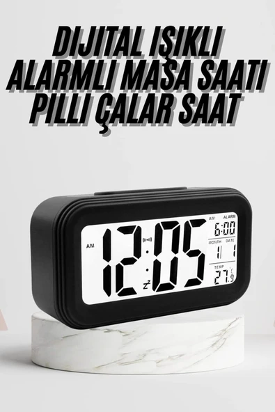 Dijital Masa Saati Termometre Takvim Led Ekran Pilli Ev Ofis Masası ürün görseli 1