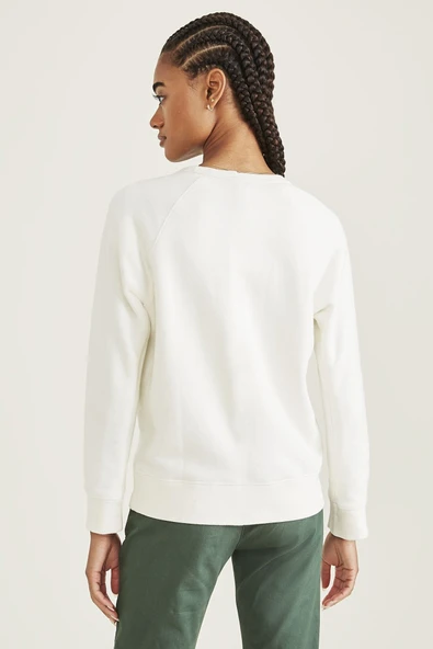 Yuvarlak Yaka Sweatshirt White White S - Resim 2