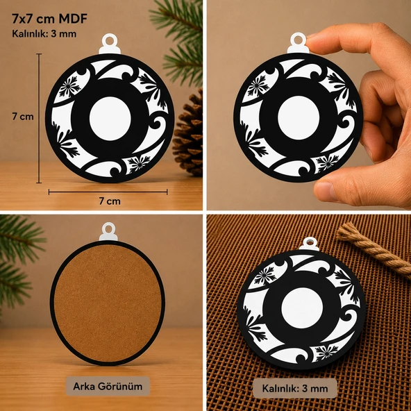 O Harf Yılbaşı Süsü – MDF Çam Ağacı Desenli Asılabilir Dekor (7x7 cm) ürün görseli 1