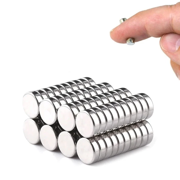 10 Adet 8x3mm Yuvarlak Neodyum Mıknatıs Güçlü Nikel Kaplamalı Kaliteli Dayanıklı Magnet ürün görseli 1