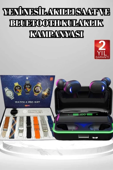 Powerbank Bluetooth Kulaklık Ve Akıllı Saat 7 Kordonlu Metal Kordon Plastik Kordon ürün görseli 1