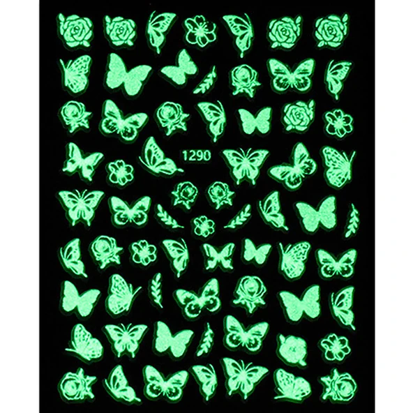 Karanlıkta Parlayan Butterfly Tırnak Sticker Tırnak Etiketi Nail Art JO-1290 ürün görseli 1