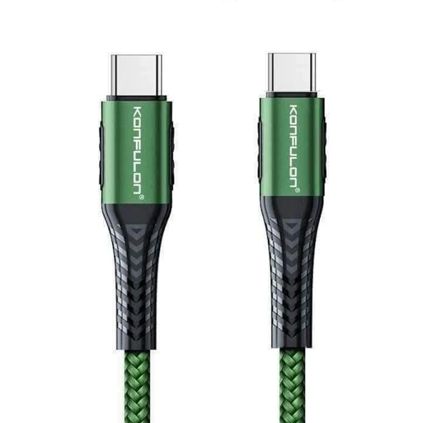 Dc43 Type-c To Type-c 1m Örgü 60w Hızlı Şarj Kablo - Yeşil ürün görseli 1