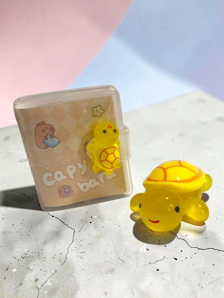 Mini Anahtarlıklı Not Defteri (5x4 cm) ve Sevimli Kaplumbağa Figür (5x4 cm) - Sarı ürün görseli 1