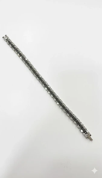 Rodyum-siyah Çelik Erkek Çelik Bileklik Boy 21.5 Cm / En 0.8 Mm - Ebl0048 ürün görseli 1