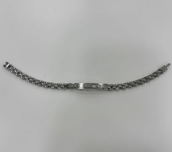 Rodyum Çelik Erkek Çelik Bileklik Boy 21.5 Cm / En 0.6 Mm - Ebl0042 ürün görseli 1
