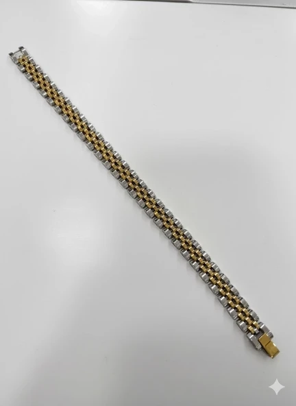 Rodyum Çelik Erkek Çelik Bileklik Boy 21.5 Cm / En 1.0 Mm - Ebl0051 ürün görseli 1