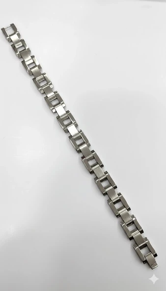Rodyum Çelik Erkek Çelik Bileklik Boy 21.5 Cm / En 1.2 Cm - Ebl0055 ürün görseli 1