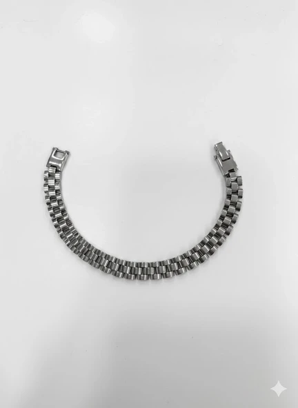 Rodyum Çelik Erkek Çelik Bileklik Boy 21.5 Cm / En 0.9 Mm - Ebl0038 ürün görseli 1