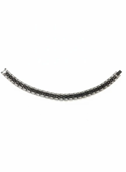Rodyum-siyah Çelik Erkek Çelik Bileklik Boy 21.5 Cm / En 1.0 Cm - Ebl0046 ürün görseli 1