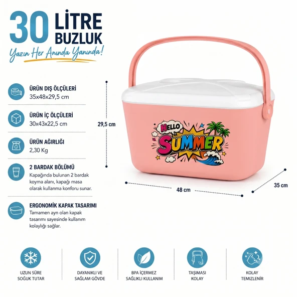 30 LT BUZZY RETRO BUZLUK TERMOS (1178 COOLER BOX) - Resim 2