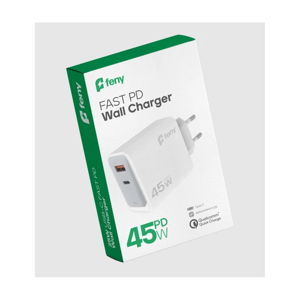FENY FN-C45 45W USB+Type-C Akıllı Isı Kontrol Chip Qualcomm Quick Charge 3.0 ŞARJ Adaptörü(1923) ürün görseli 1