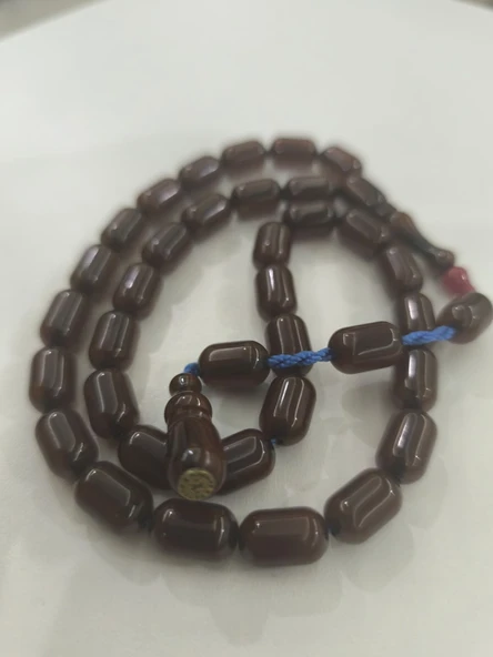 Zeyzun Usta İmzalı Sıkma Kehribar Tespih 9x13 mm Kapsül Kesim ürün görseli 1