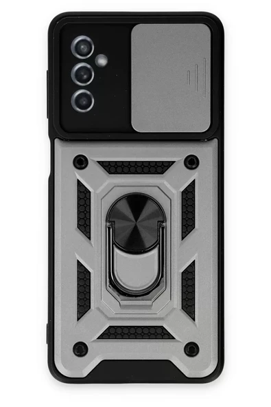 Newface Samsung Galaxy M52 5G Kılıf Pars Lens Yüzüklü Silikon - Gümüş ürün görseli 1